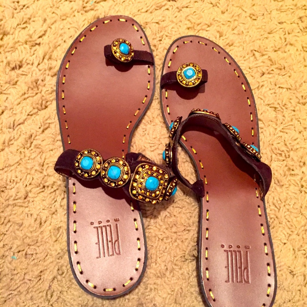 Pelle Moda Turquoise Stone Sandals